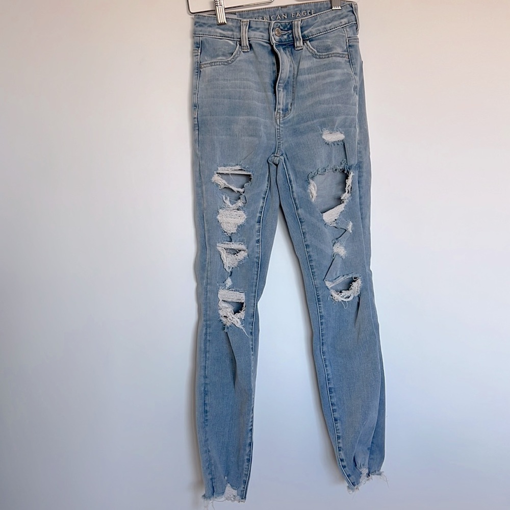 American Eagle 360 Next Level Stretch Distressed Highest Rise Jegging Sz 0 reg